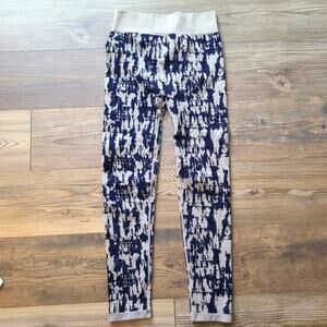 Mono B Brushed High Waisted Tan Black Stretch AOP 26" Inseam Leggings Womens L